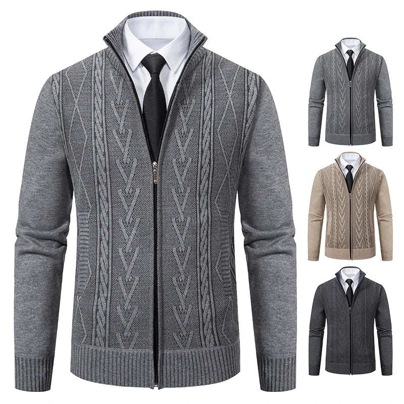 Cardigan Homme GQXAON Premium - Manteau Cachemire Zippé Automne-Hiver - Lencensa 