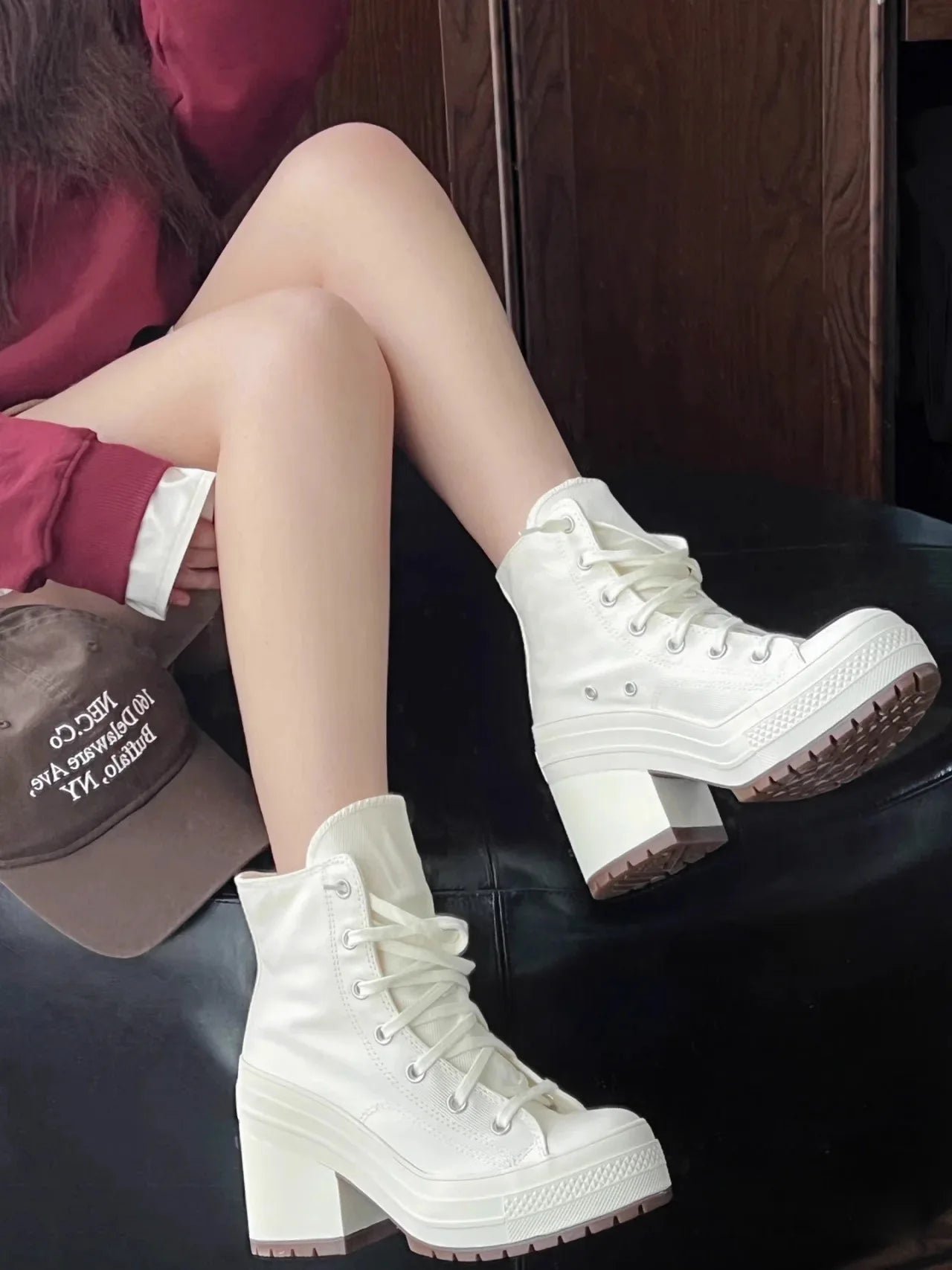 Lencensa - Baskets Plateforme Femme Premium | Sneakers Toile Haute de Qualité Supérieure