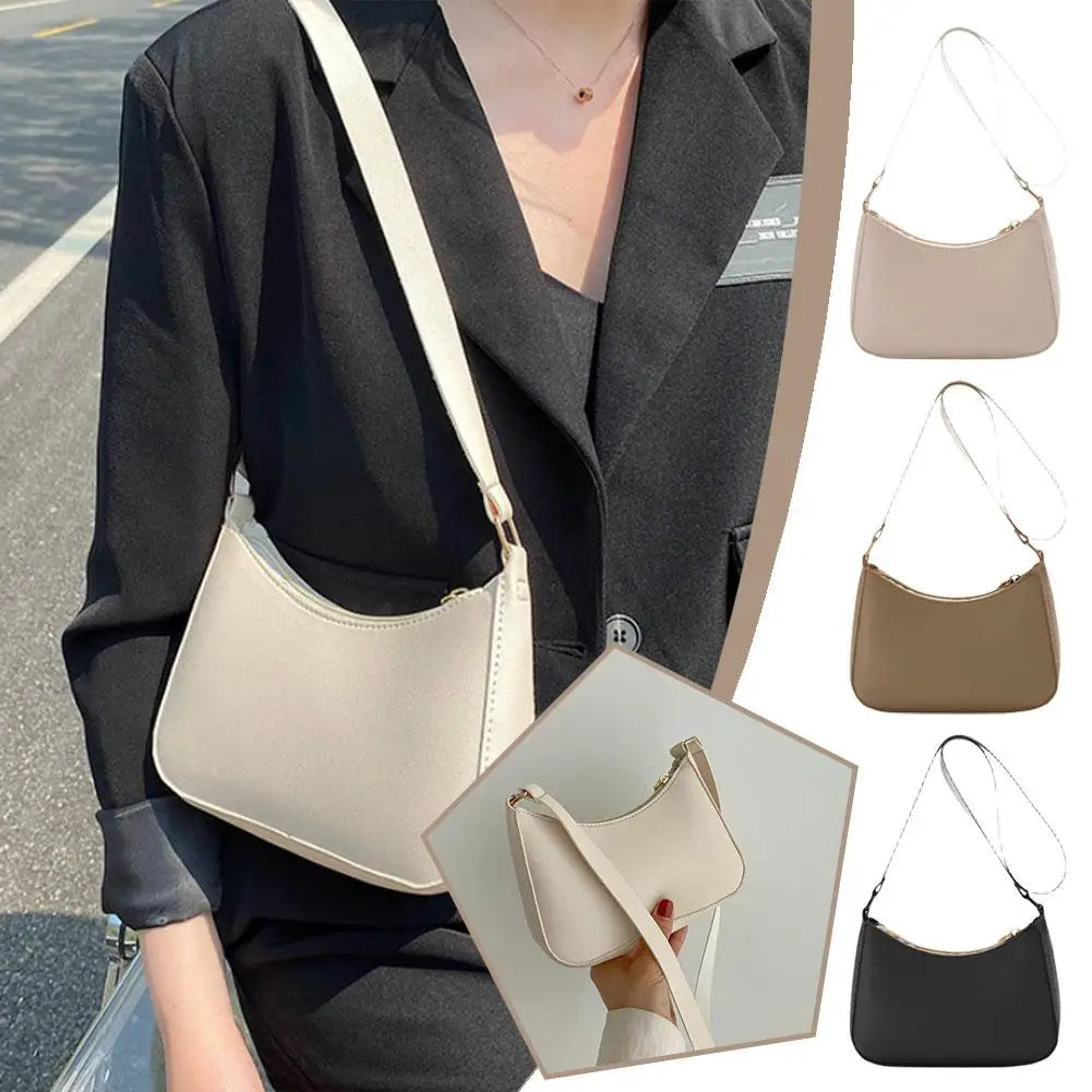 Nouveaux sacs à main de mode pour femmes rétro couleur unie en cuir PU épaule sous les bras sac décontracté femmes Hobos sacs à main sac à main femme - Lencensa 