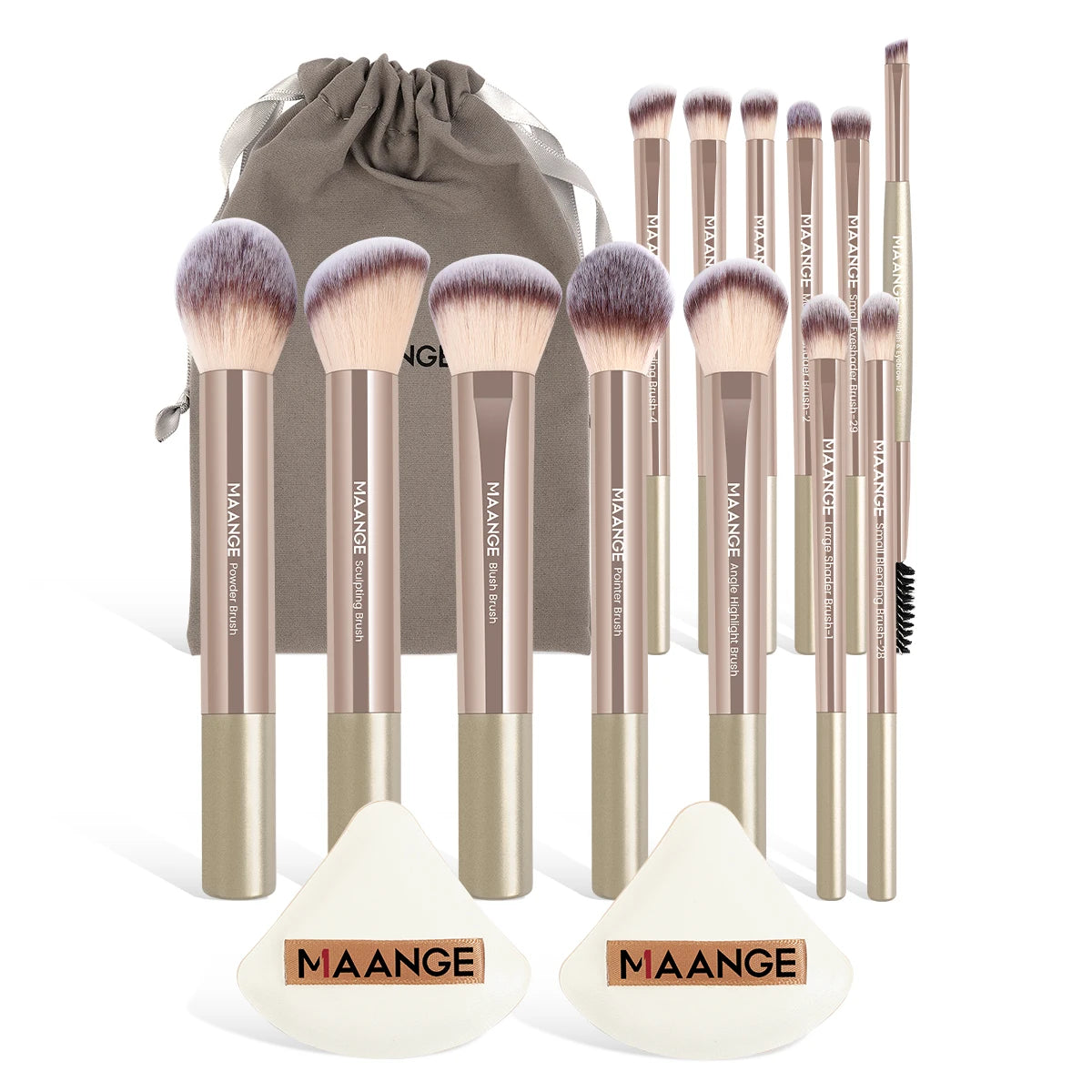 MAANGE 15 pièces outil de maquillage 13 pièces pinceaux de maquillage ensemble fond de teint poudre Blush fard à paupières brosse 2 pièces coussin d'air bouffée beauté mélange