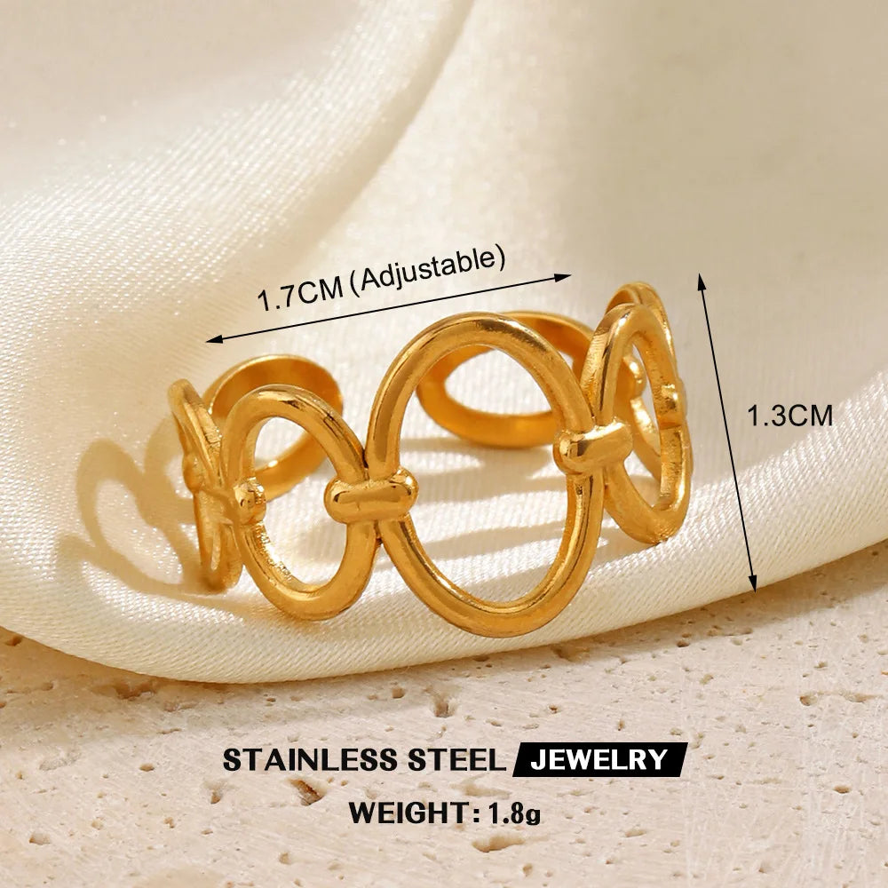 Bague en forme de cœur en acier inoxydable pour femmes, couleur or, anneau creux en métal, Bijoux étanches, cadeau pour petite amie