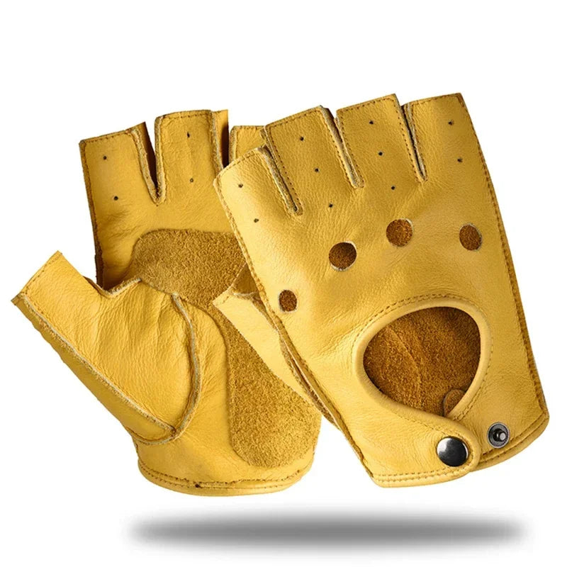 Gants en cuir PU pour hommes, mitaines, conduite, fitness, moto, cyclisme, peau de chèvre