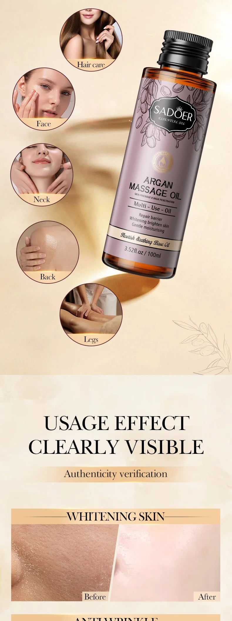 Huile d'Amande 100ml - Massage Corps Argan Olive Pure | Lencensa - Lencensa 