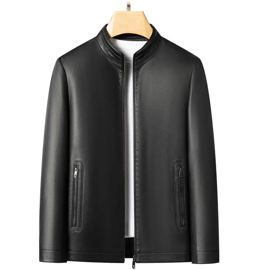 Veste Cuir Véritable Premium Lencensa - Col Montant Mode Jeune - Qualité Exceptionnelle