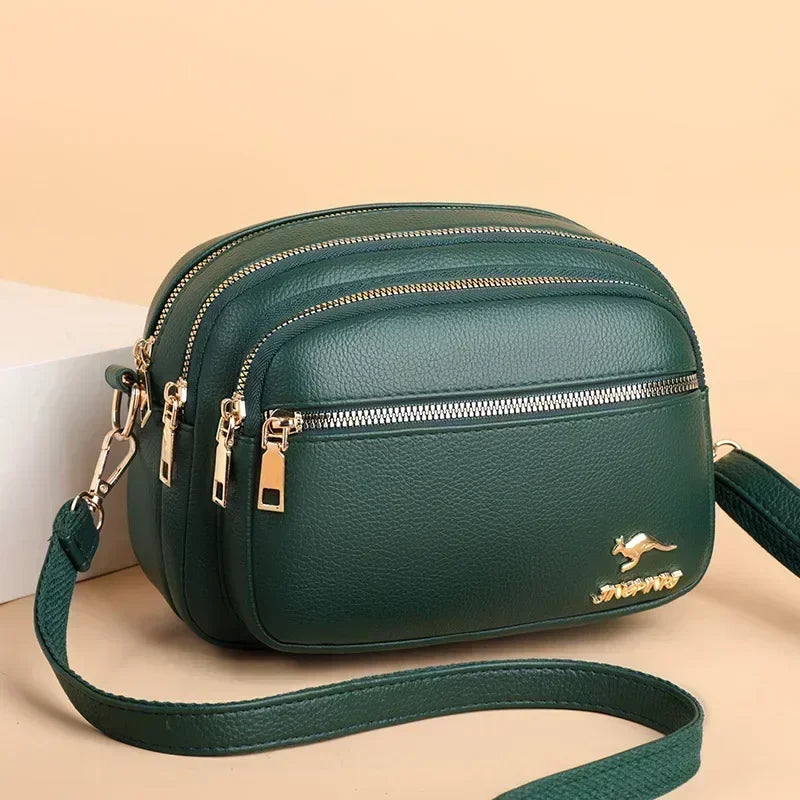 Sac à main en cuir souple pour femme, multi-poches, résistant à l'usure, haute qualité, sac messager initié, luxe, mode