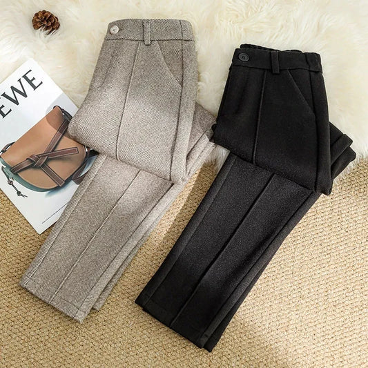 Sarouel Lencensa - Pantalon Velours Taille Haute Élastique Femme Automne-Hiver