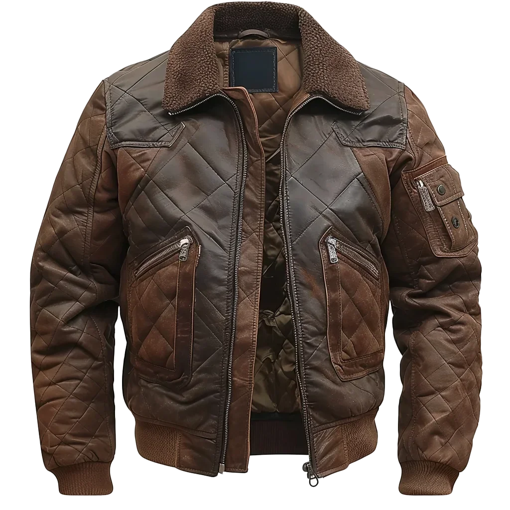 Blouson Aviateur Premium Lencensa - Cuir Matelassé Vintage - Qualité Exceptionnelle