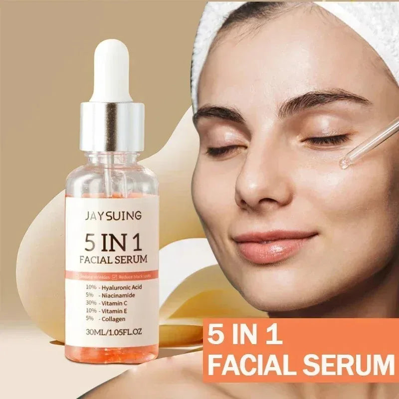 Sérum pour le visage 5 en 1, estompe les ridules, raffermissant, rétrécit les pores, hydratant, éclaircissant, acide hyaluronique, rétinol, 1/2/3 pièces