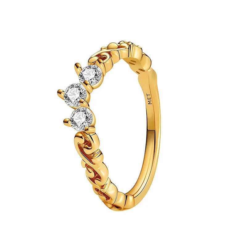 Bague en argent plaqué or 18 carats pour femmes, en forme de cœur, en Zircon, bijoux fins, cadeaux d'anniversaire, de saint-valentin, 925
