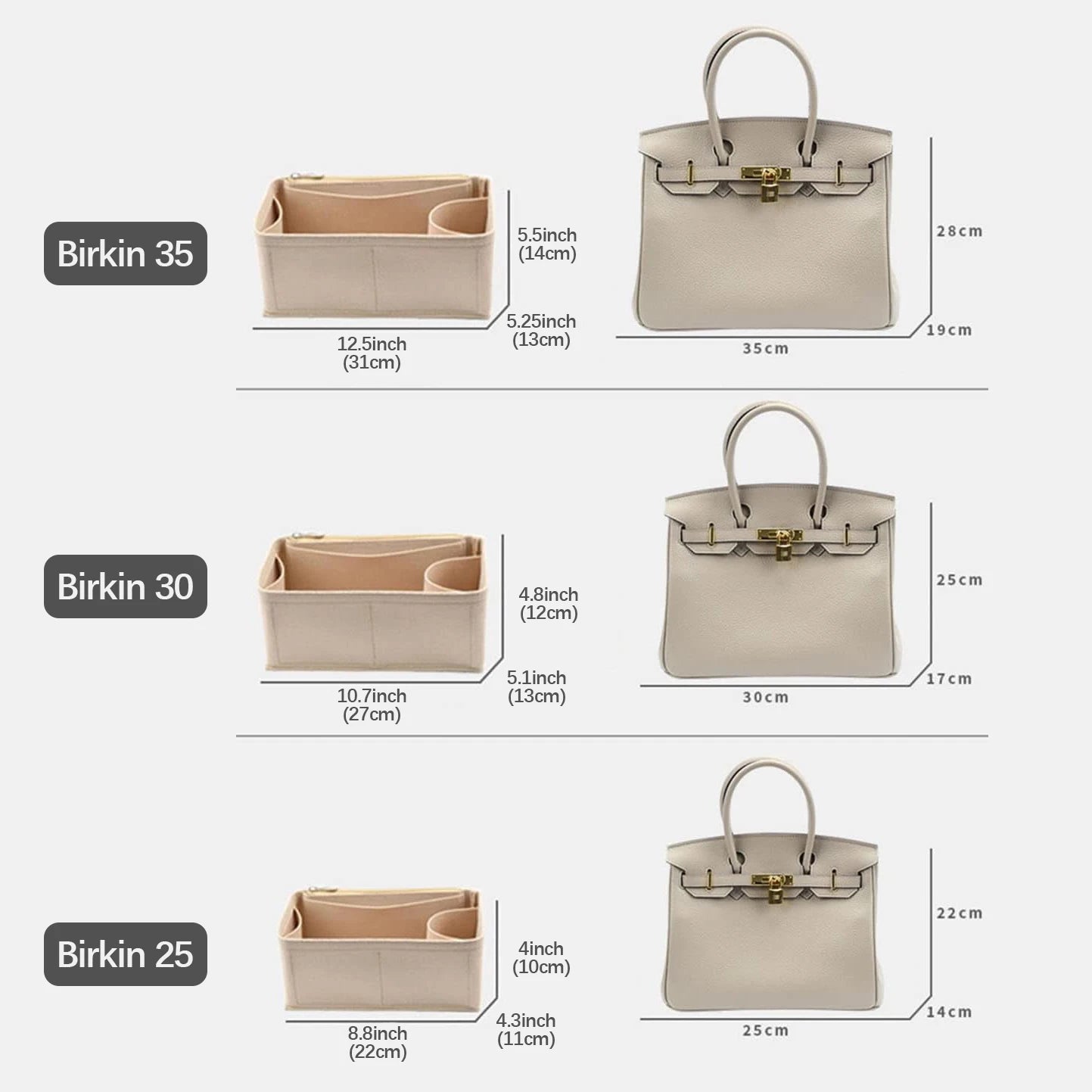 Insert organisateur de sac à main pour birkin 35 organisateur de sac insert de sac fourre-tout