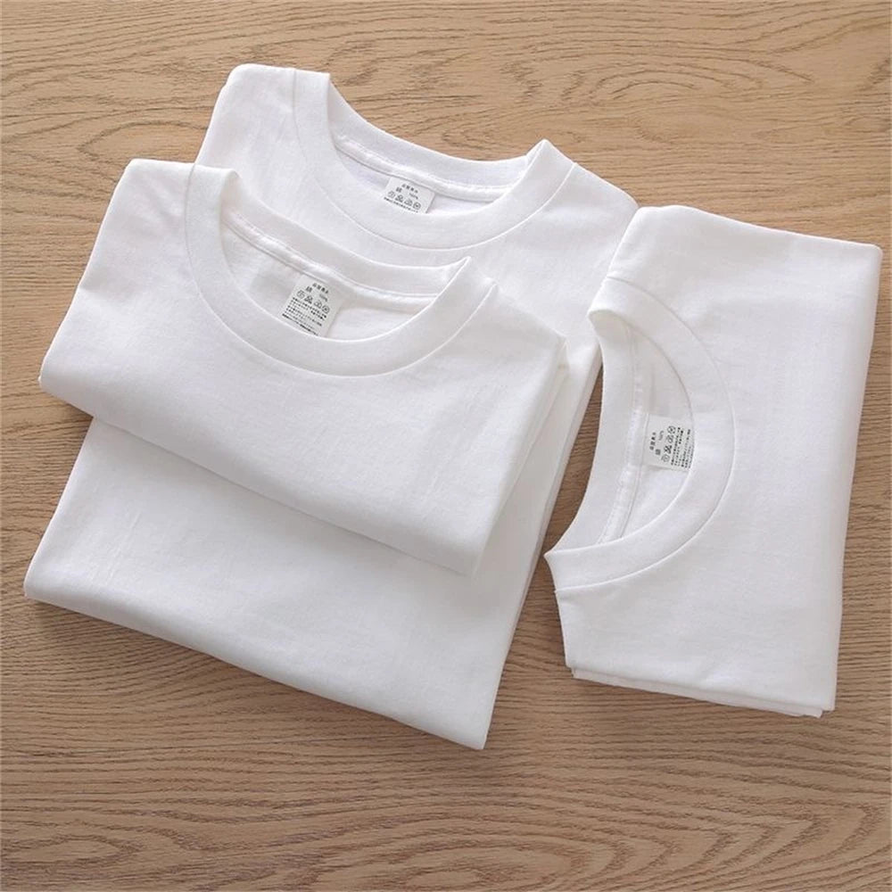 Lot de 2 T-Shirts Couple 100% Coton - Manches Courtes Blanc Unisexe Col Rond - Lencensa 