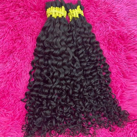 Perruque Cheveux Indiens Humains Bouclés pour Tressage, Extensions de Cheveux Humains, Deep At Wave, 100% Vrac