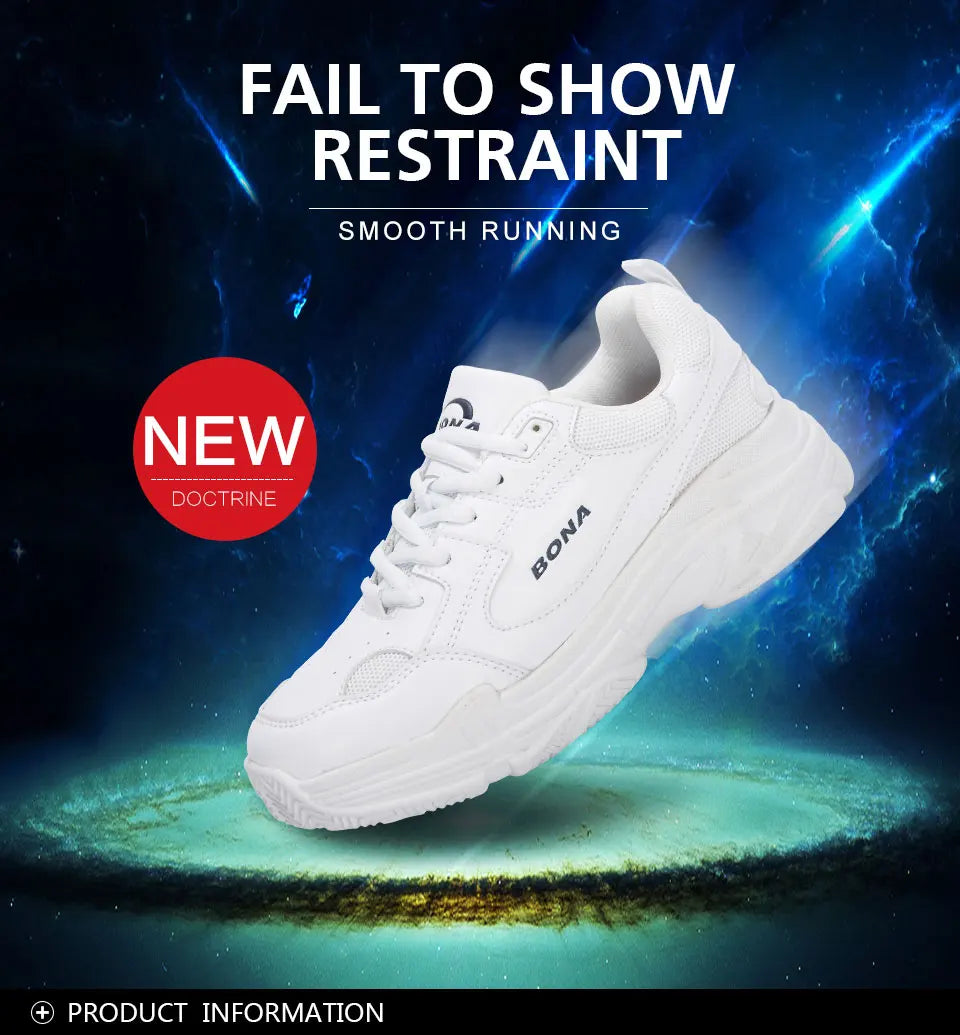 Baskets Femme Blanches Plateforme - Chaussures Plates Décontractées