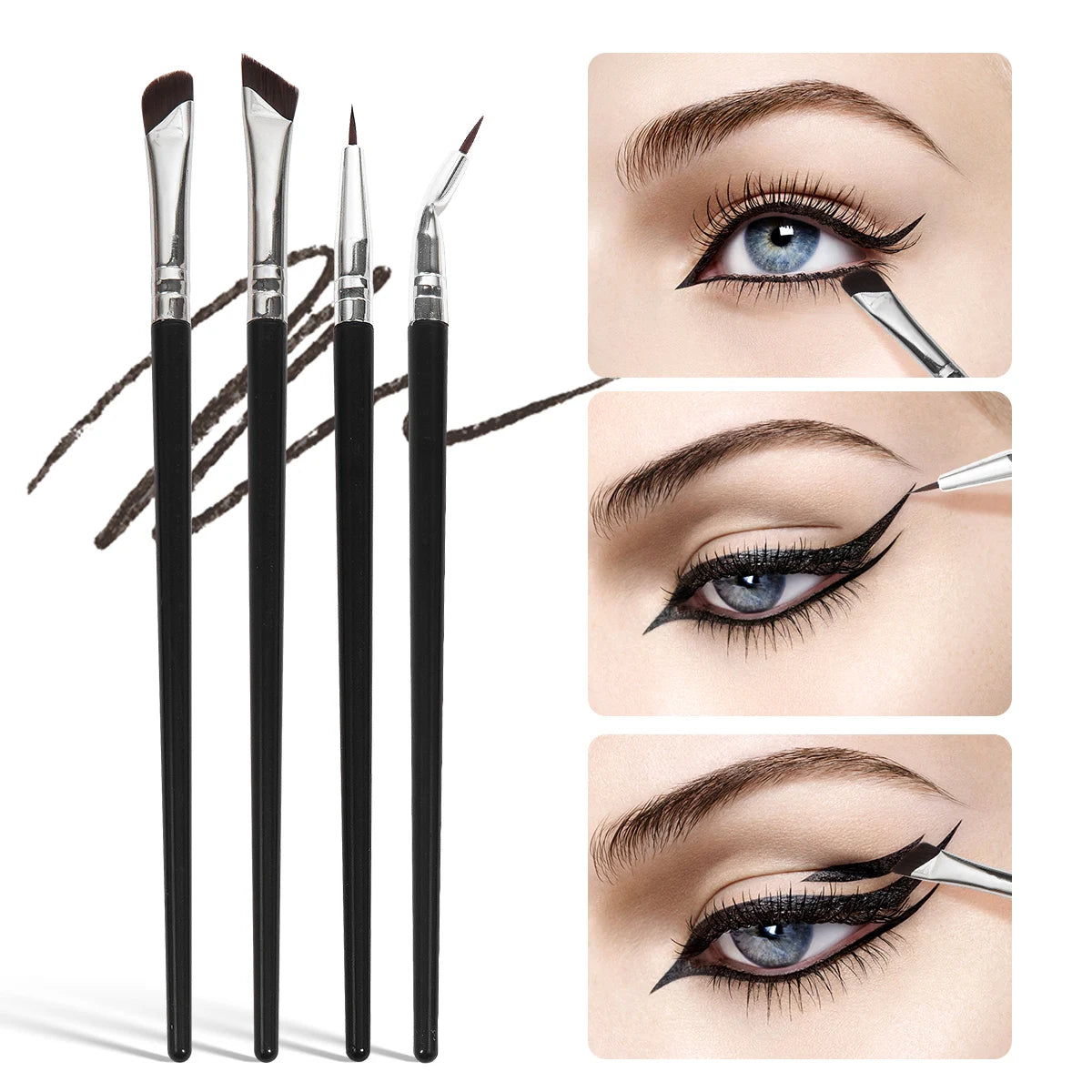 MAANGE-Ensemble de pinceaux de maquillage professionnels pour les yeux, fard à barrage, eye-liner, contour des yeux, outil de maquillage, 4 pièces - Lencensa 