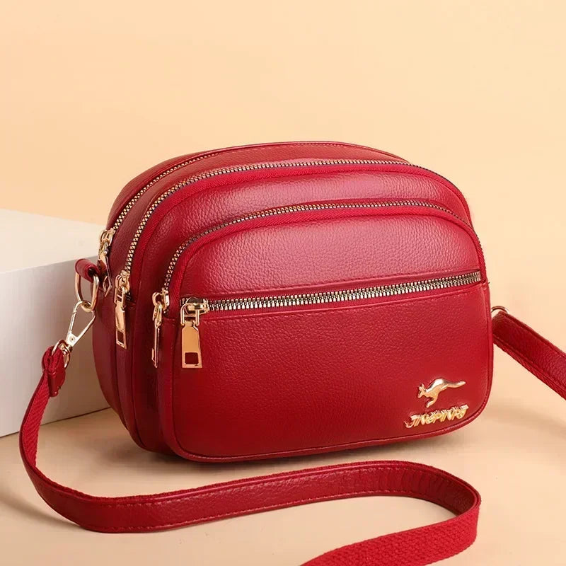 Sac à main en cuir souple pour femme, multi-poches, résistant à l'usure, haute qualité, sac messager initié, luxe, mode