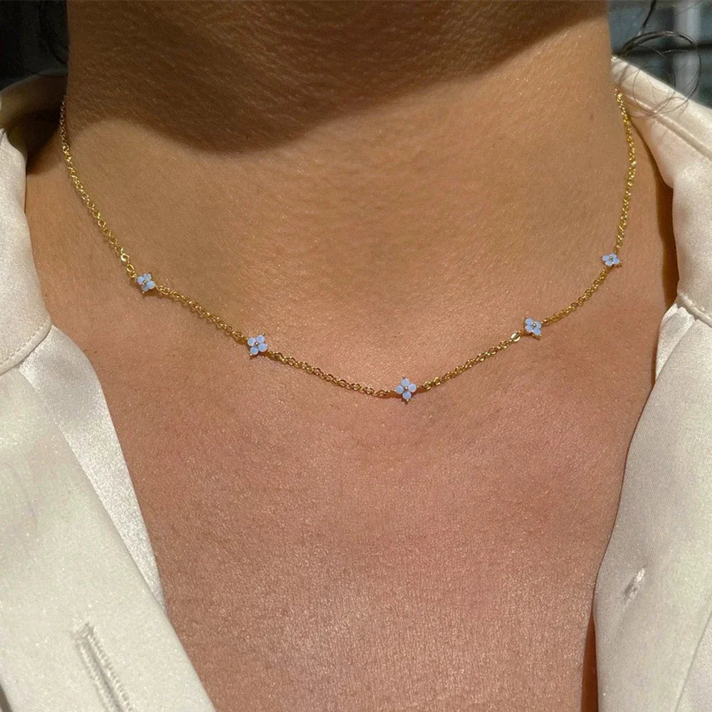 Colliers en acier inoxydable et Zircon pour femmes, plaqué or 18 carats, chaîne à quatre feuilles d'herbe, bijoux de luxe, cadeau, nouvelle collection