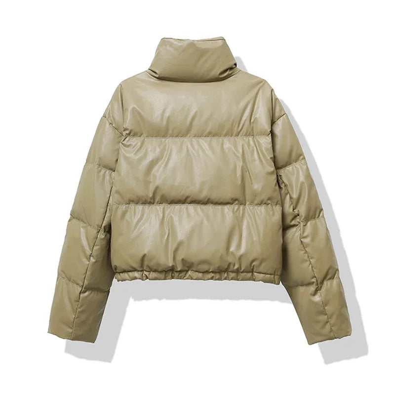 Veste Femme Matelassée Col Montant - Manteau Court Automne Hiver