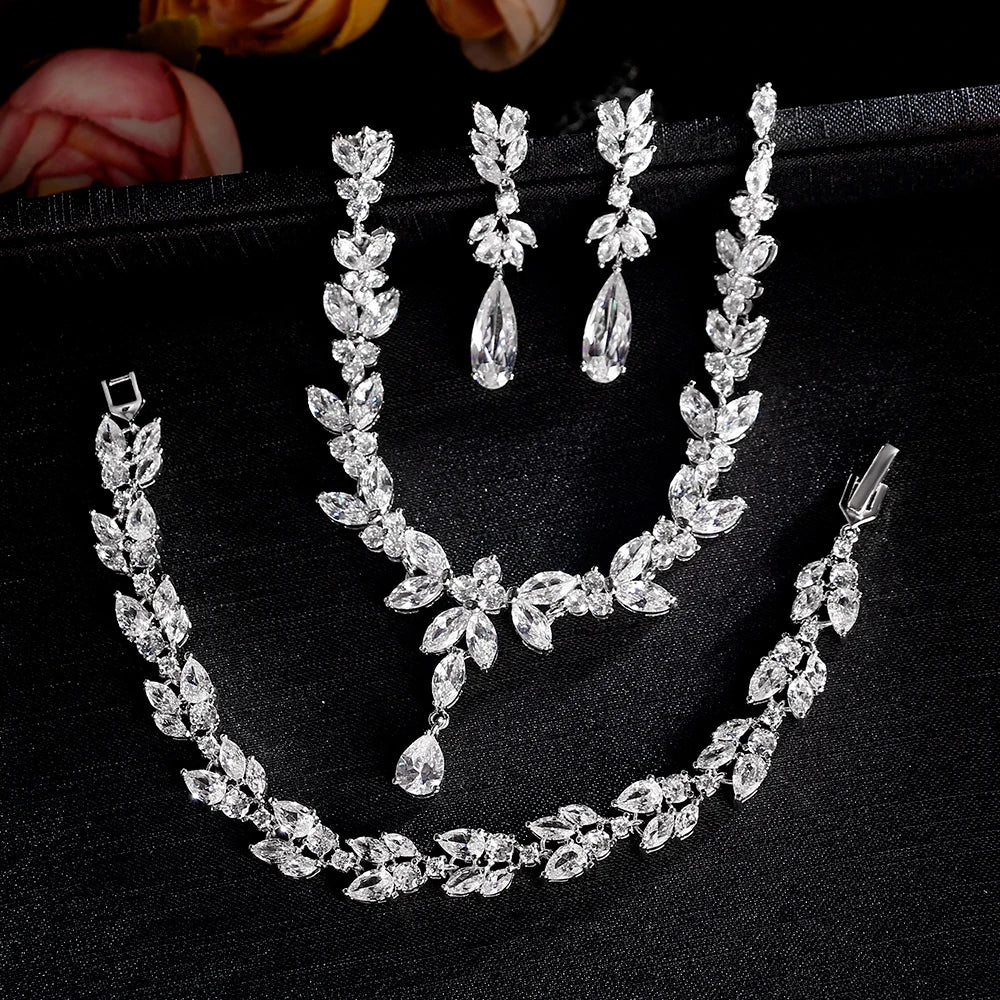 ZAKOL marque de luxe cubique zircone boucles d'oreilles collier élégant magnifique CZ mariage Banquet fête ensemble de bijoux