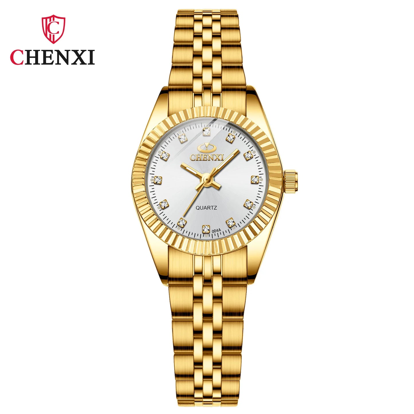 CHENghts-Montre de couple à quartz en acier inoxydable doré pour femme, horloge de luxe