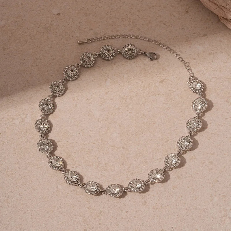Rotterdam Kly-Collier Ras du Cou avec Strass Colorés, Géométrique, Rond, Carré, Clip, Bijoux de Mariage pour Femme Patiente
