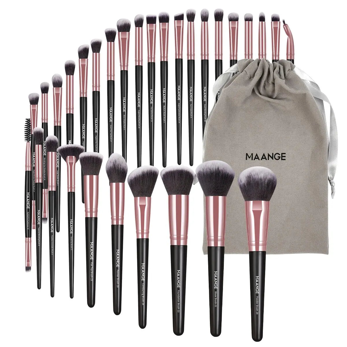 MAANGE-Ensemble de pinceaux de maquillage professionnels, outils de beauté avec sac, fond de teint, correcteur pour les yeux, poudre de fard à joues, 30 pièces - Lencensa 