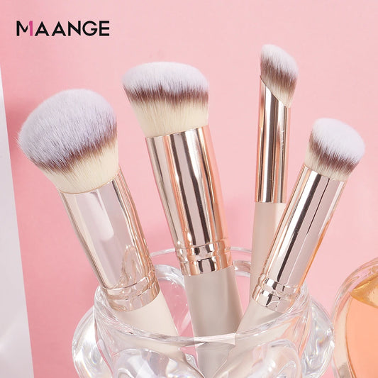 MAANGE-Kit de pinceaux de maquillage pour le visage pour femme, correcteur de fond de teint, poils doux, outil de beauté impeccable, coffret cadeau, 4 pièces