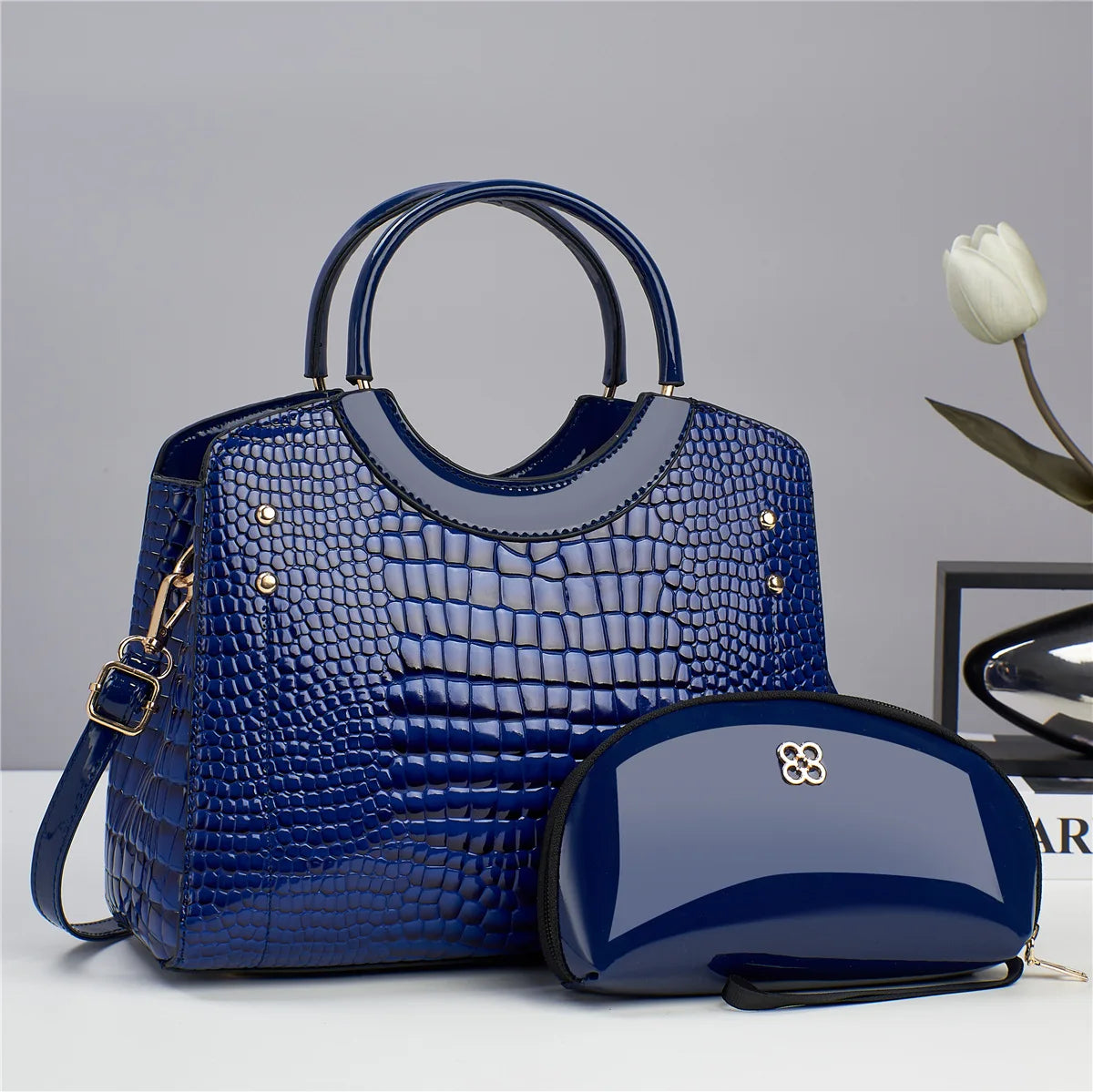 Sac à main décontracté en cuir brillant pour femmes, fourre-tout de luxe de styliste, grande capacité, sacs de marque pour dames