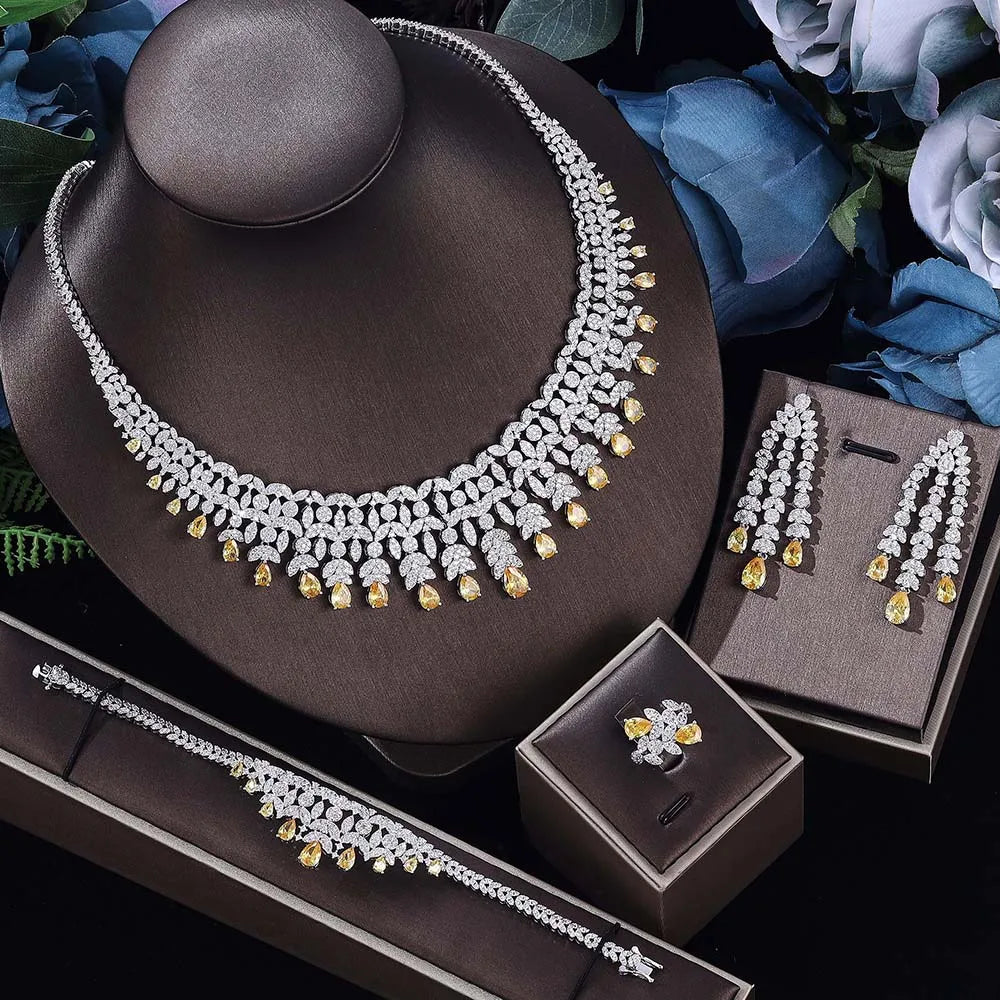 Ensemble Bijoux Mariée 4 Pièces Zircone - Collection Luxe 2024