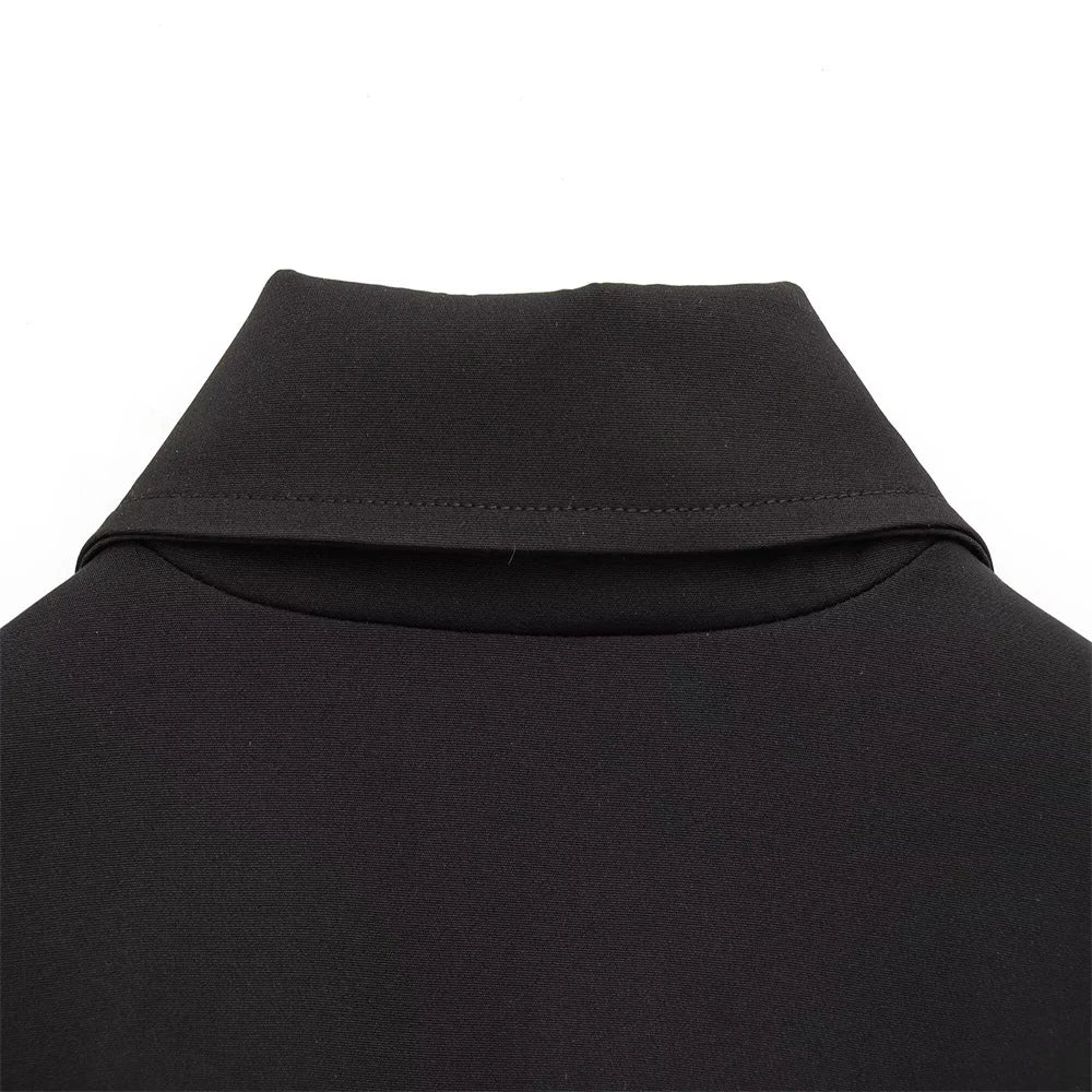 Veste Courte Femme Noire avec Col - Blouson Fermeture Éclair
