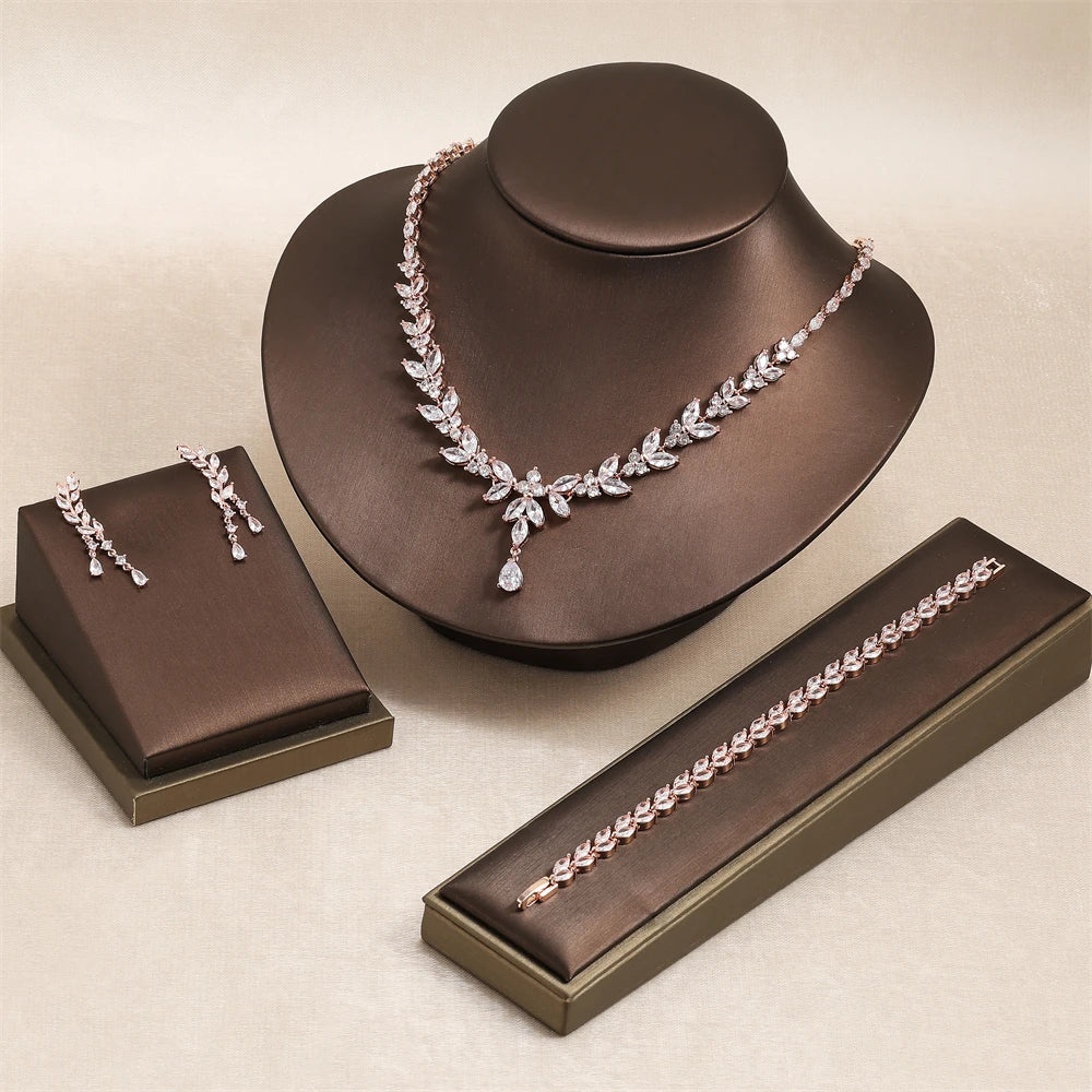 ZAKOL marque de luxe cubique zircone boucles d'oreilles collier élégant magnifique CZ mariage Banquet fête ensemble de bijoux