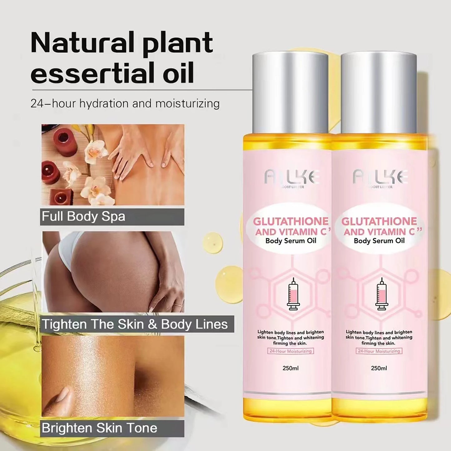 AILKE-Crème hydratante blanchissante pour le visage, élimine les taches noires, soins de la peau du visage, gratitude, corps, glutathion, vitamine C, peau noire, nouvel ensemble