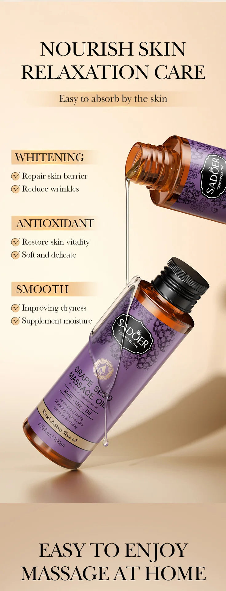 Huile d'Amande 100ml - Massage Corps Argan Olive Pure | Lencensa - Lencensa 