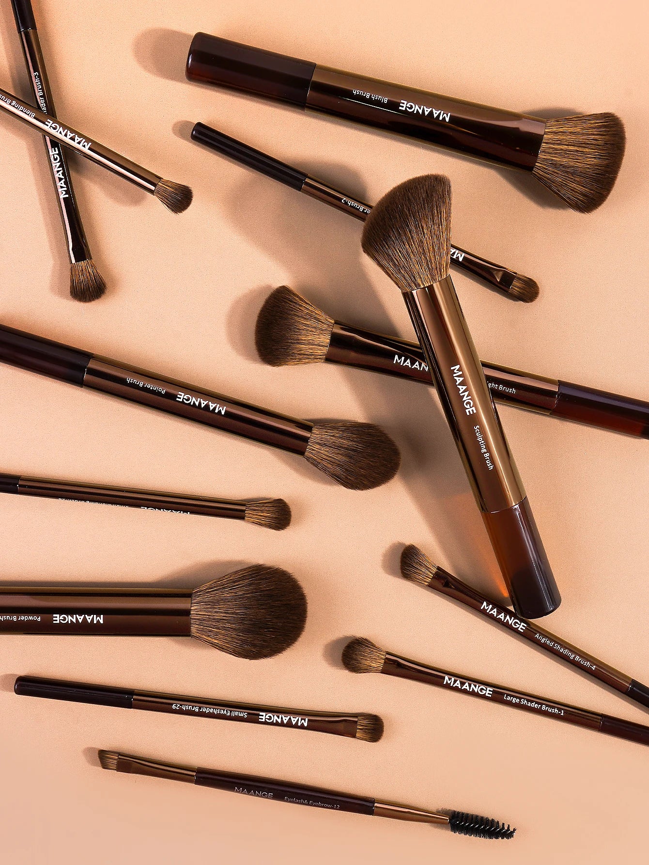 MAANGE 15 pièces outil de maquillage 13 pièces pinceaux de maquillage ensemble fond de teint poudre Blush fard à paupières brosse 2 pièces coussin d'air bouffée beauté mélange