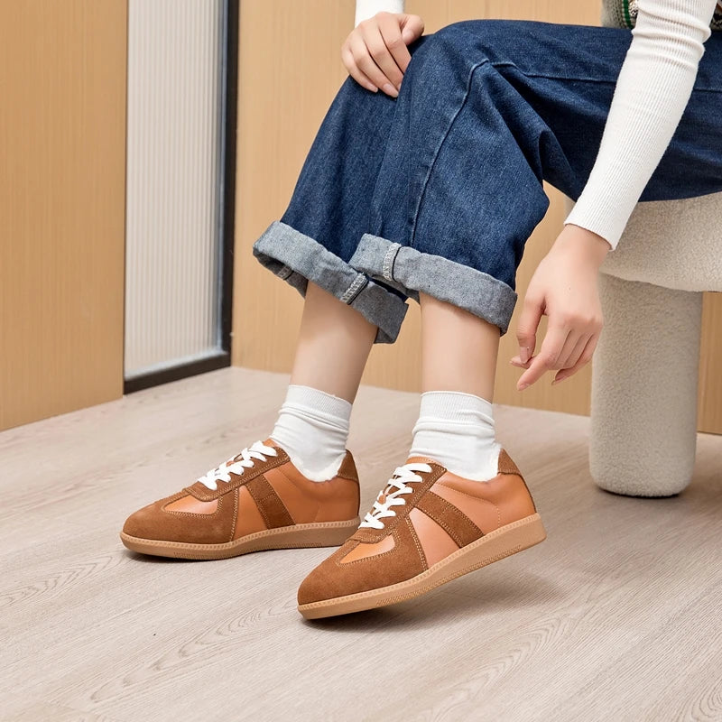 Baskets Femme en Cuir Véritable - Chaussures Décontractées Printemps 2025