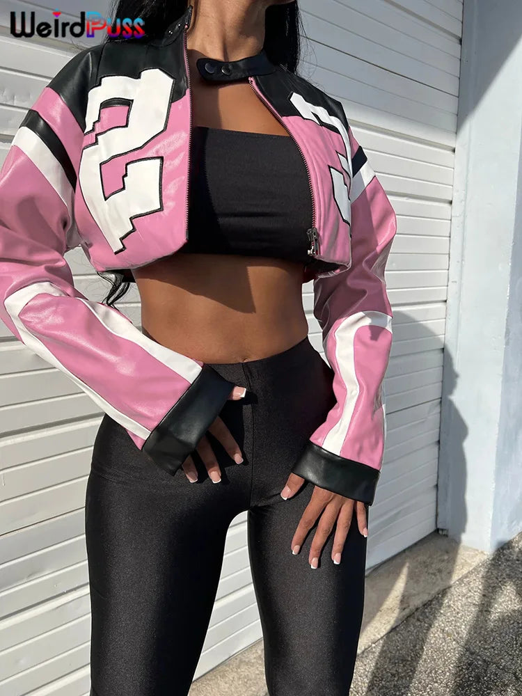 Veste Varsity Femme en Cuir - Blouson Streetwear Automne