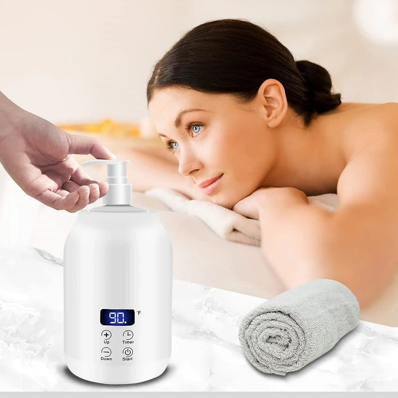 Chauffe-Lotion de Massage Digital - Réchauffeur Huile Crème LED Minuteur - Lencensa 