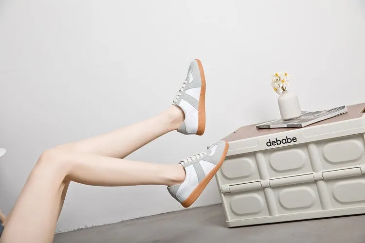 Baskets Femme en Cuir Véritable - Chaussures Décontractées Printemps 2025