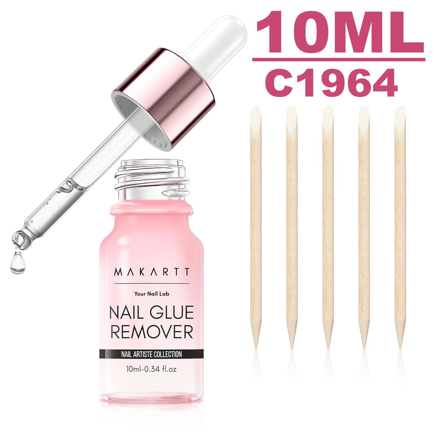 Makartt Dissolvant de colle et de colle à ongles super fort, déboucheur de colle rapide |   Facile retrait avec un applicateur compte-gouttes pour presse sur les ongles