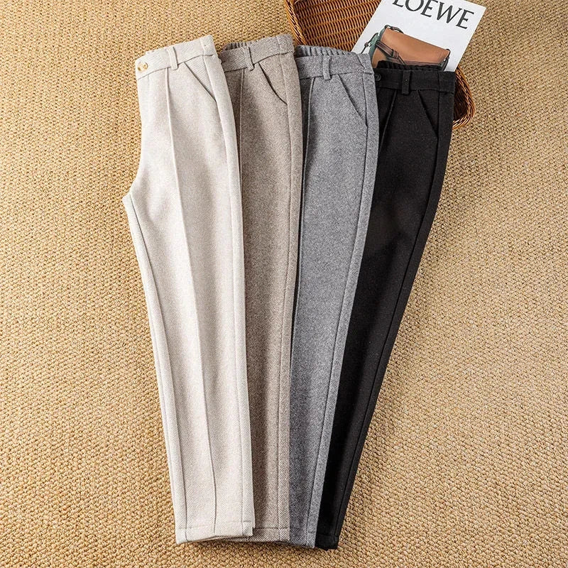 Sarouel Lencensa - Pantalon Velours Taille Haute Élastique Femme Automne-Hiver