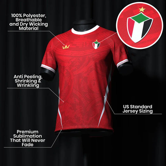 Maillot Soudan 2025 Rouge Classique - Jersey National Impression 3D Unisexe - Lencensa 