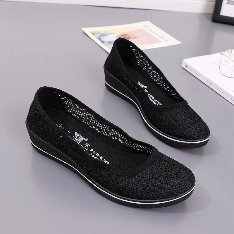 Chaussures Femme Blanches en Dentelle - Baskets Plates Respirantes Été