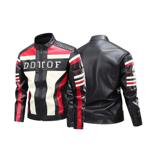 Veste Biker Premium Lencensa - Cuir PU Vintage Col Montant - Qualité Exceptionnelle