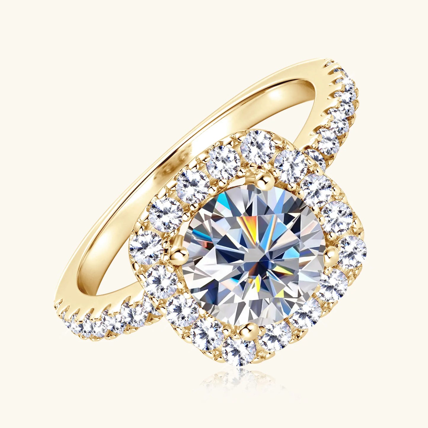 Bague Moissanite 2ct Certifiée GRA - Argent 925 Plaqué Or 18K