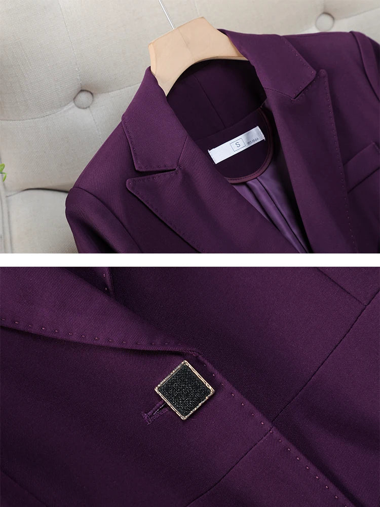 Costume pantalon pour femme, tenue de bureau, tenue de travail, ensemble 2 pièces, Blazer formel, veste et pantalon, automne et hiver - Lencensa 