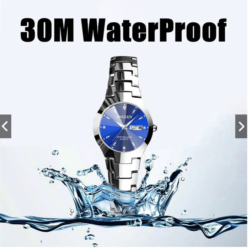 FNGEEN-Montre à Quartz de Luxe en Acier Inoxydable pour Homme et Femme, Montre-Bracelet Étanche pour Couple, Amoureux, 2023, 5808