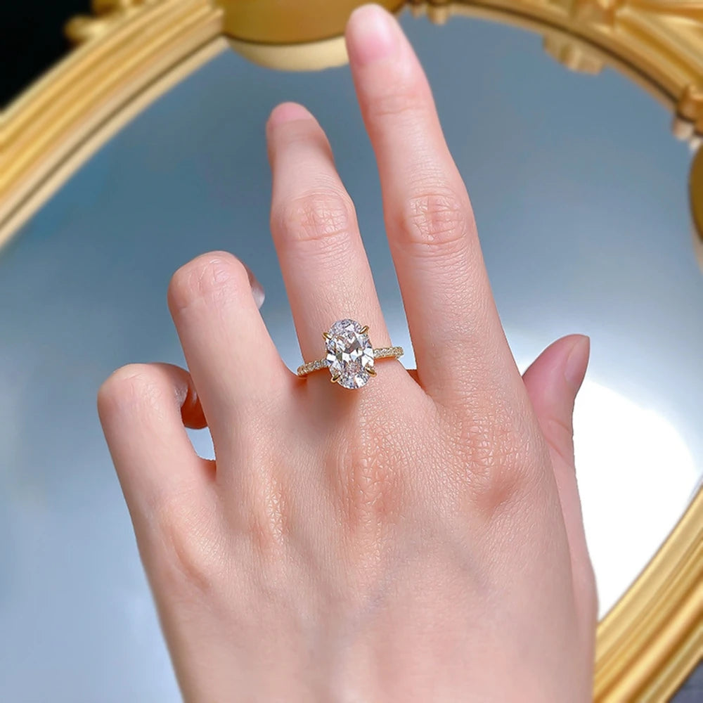 Bague Argent 925 Plaqué Or 18K - Saphir Ovale 8x12mm Laboratoire