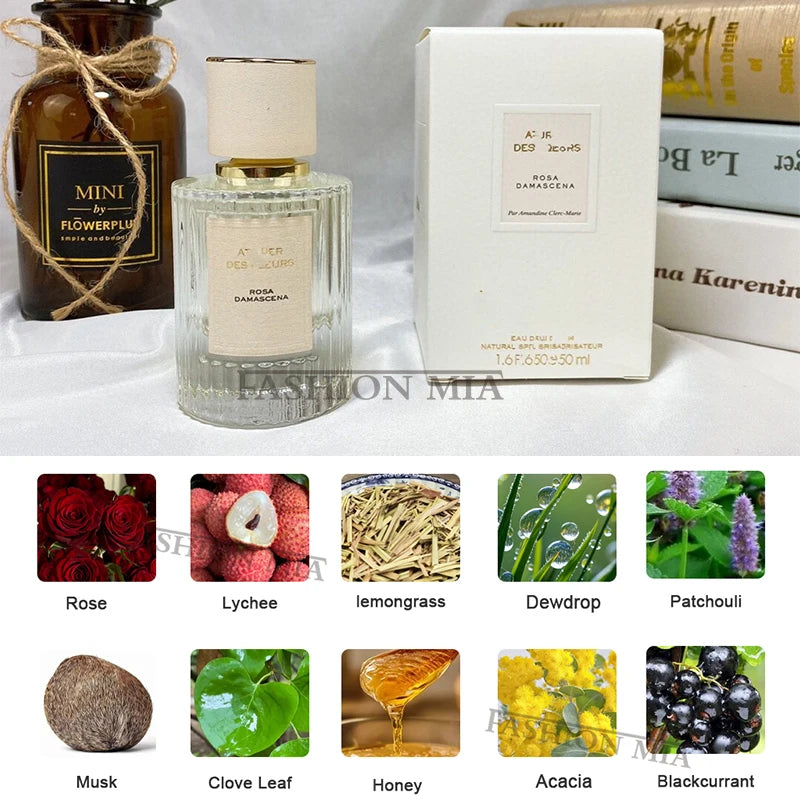 Vaporisateur d'eau de parfum perporcelain pour femme et homme, atomiseur longue durée, parfum de fleur boisée, parfum de musc, dame sexy, 50ml
