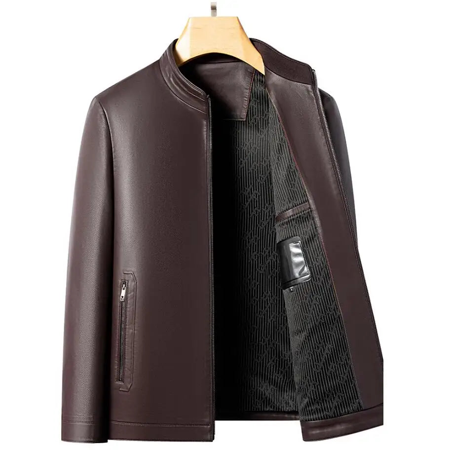 Veste Cuir Véritable Premium Lencensa - Col Montant Mode Jeune - Qualité Exceptionnelle