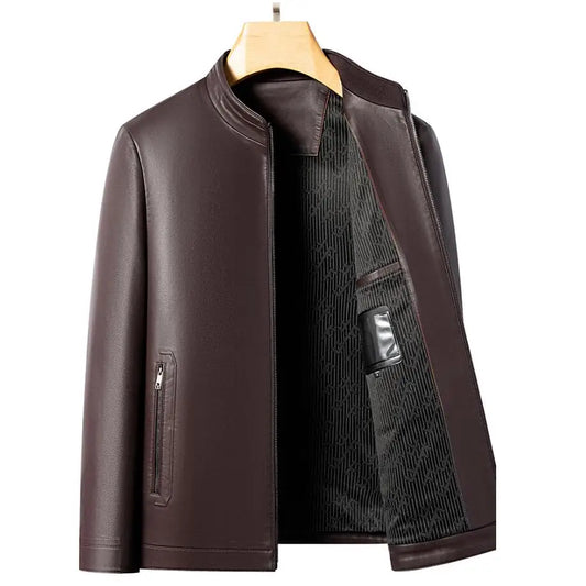 Veste Cuir Véritable Premium Lencensa - Col Montant Mode Jeune - Qualité Exceptionnelle