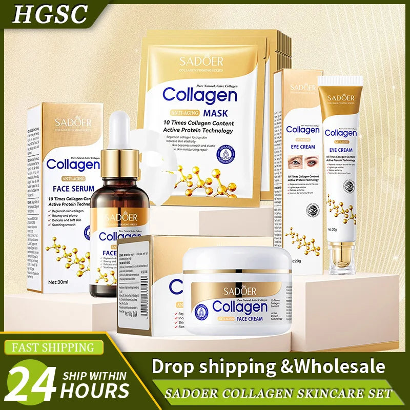 SADOER collagène soins de la peau série collagène masque Facial hydratant Anti-âge réparation éclaircissant peau masque Facial soins de la peau du visage - Lencensa 